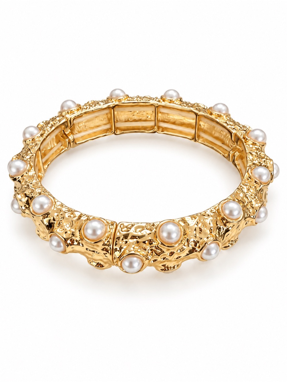 Persimmon Gold Pearl-Studded Stretch Women's Bracelet
